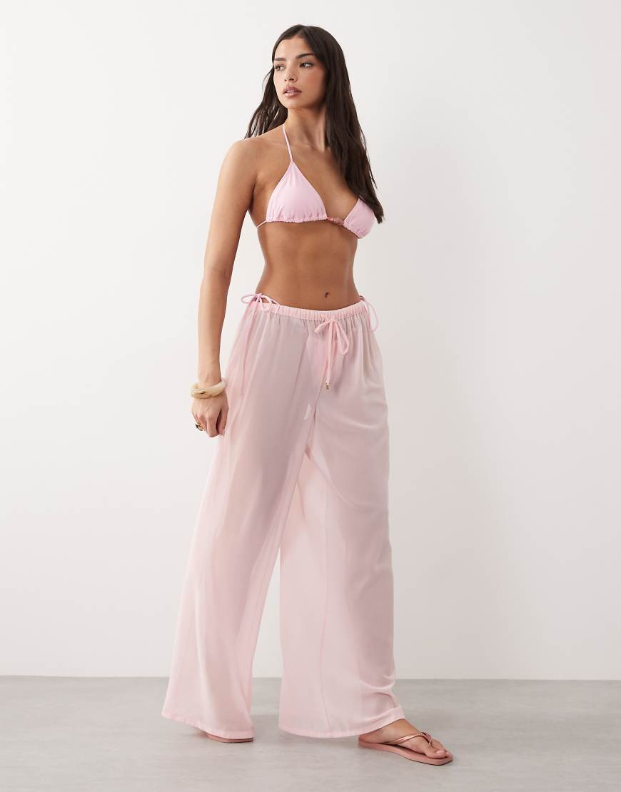 Candypants wide leg beach trouser in baby pink | ASOS (Global)