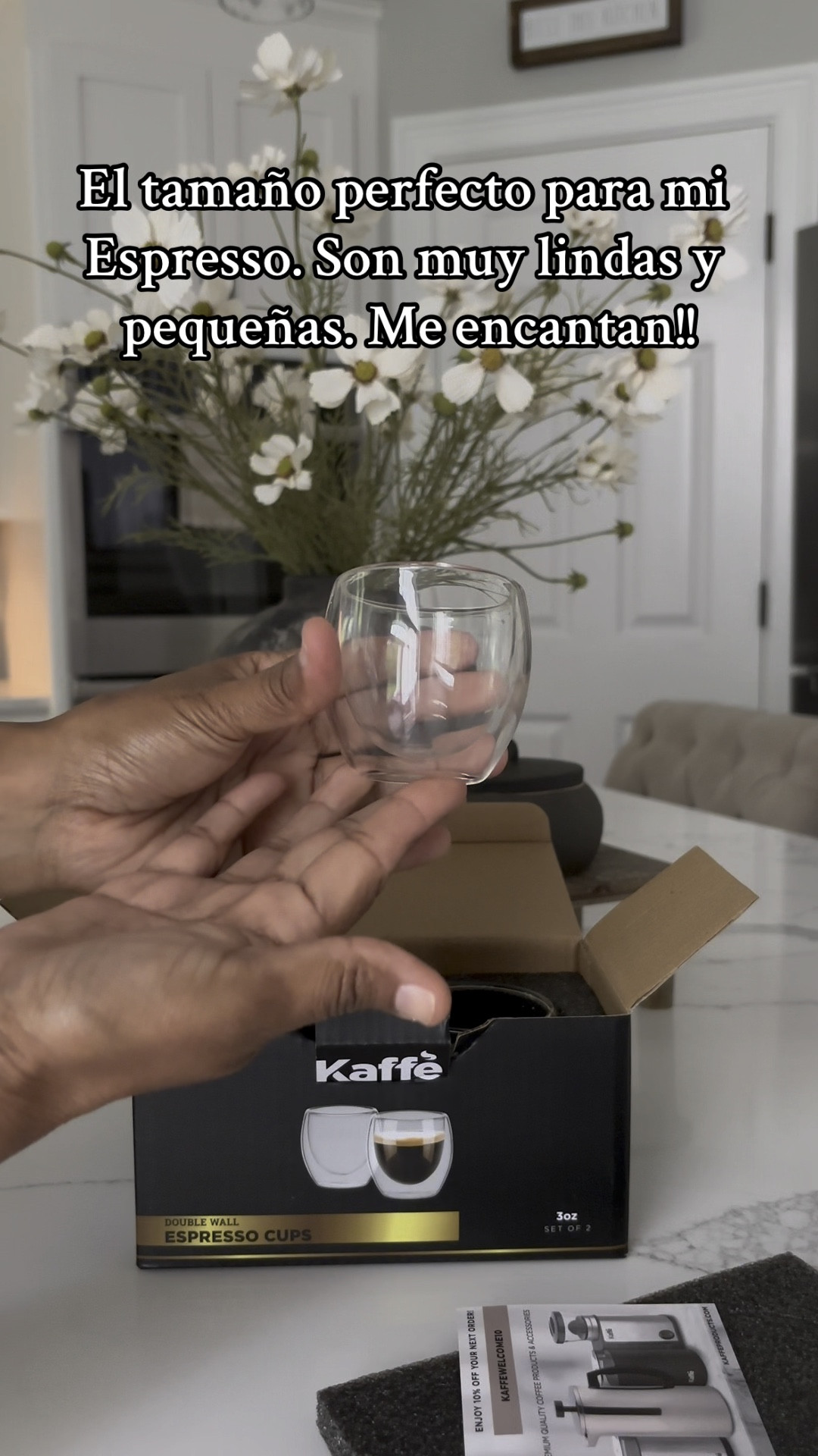 Estas tazas son de vidrio, el tamaño perfecto para mi espresso 🙌🏻
