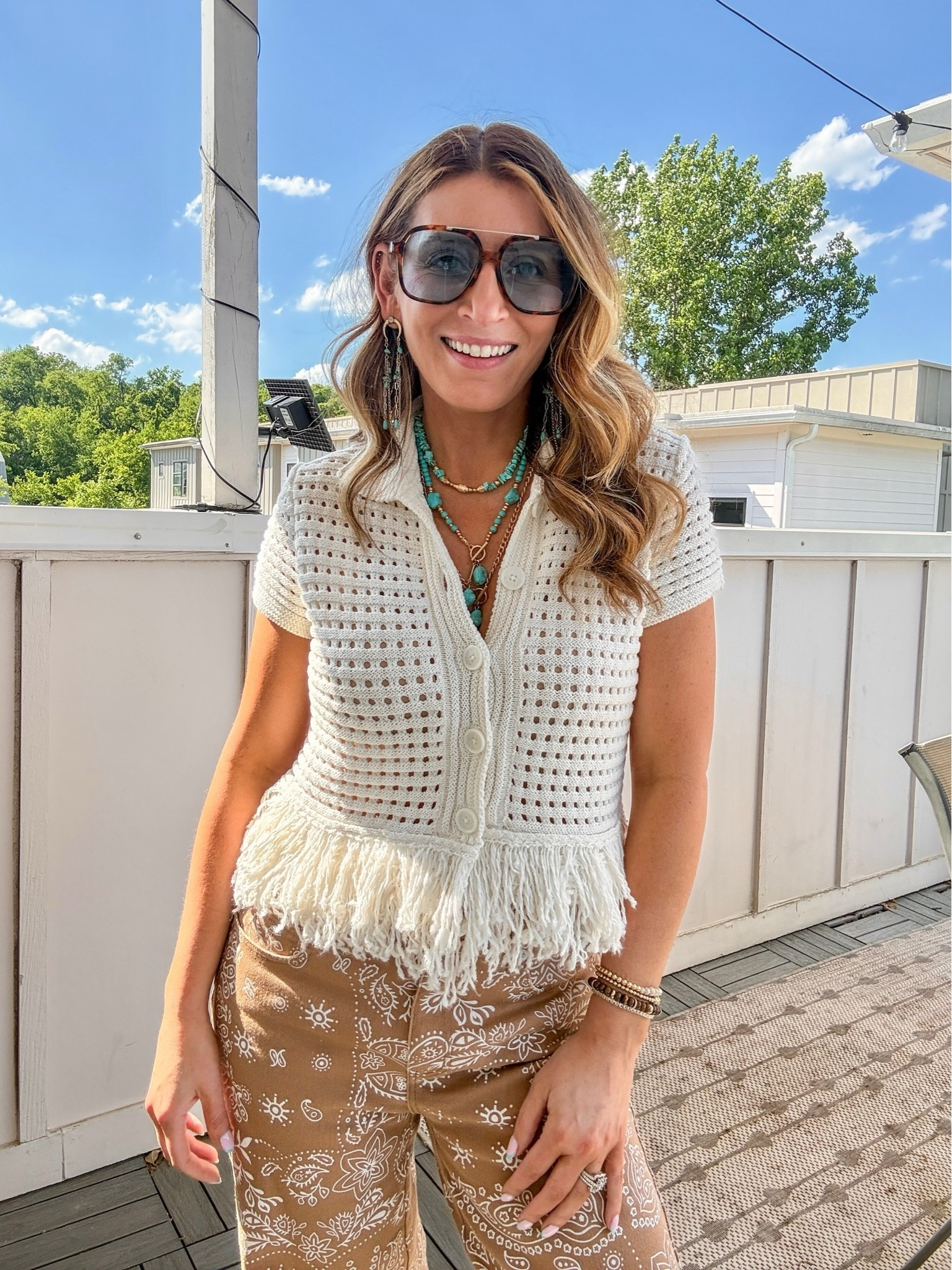 What I wore out in Nashville!

Crochet top (petite small)
Bandana print jeans (4)
Turquoise jewelry 

Casual outfit, spring outfit, western outfit, easy outfit, wide leg jeans

#LTKSaleAlert #LTKootd #LTKSeasonal