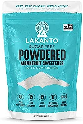 Lakanto Monkfruit Sweetener - 1:1 Powdered Sugar Substitute, Zero Calorie, Zero Glycemic, Keto Di... | Amazon (US)