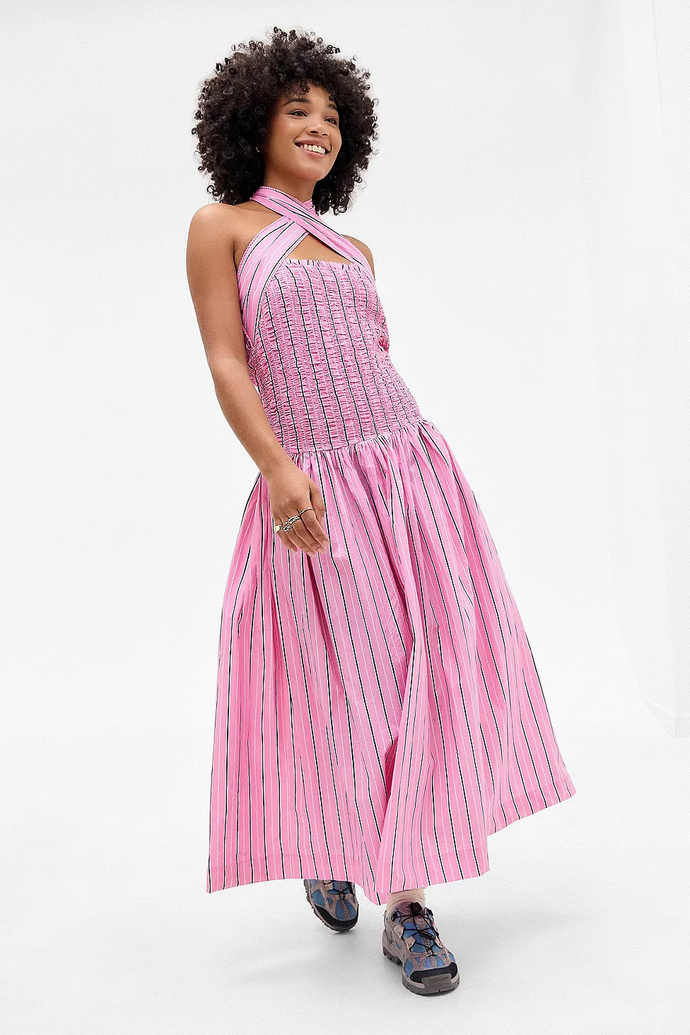 Damson Madder Mia Stripe Midi Dress | Urban Outfitters UK