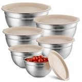 NULAS 6-Piece Stainless Steel Mixing Bowl Set with Lids, Nesting Metal Bowls for Kitchen – 4.5/... | Walmart (US)