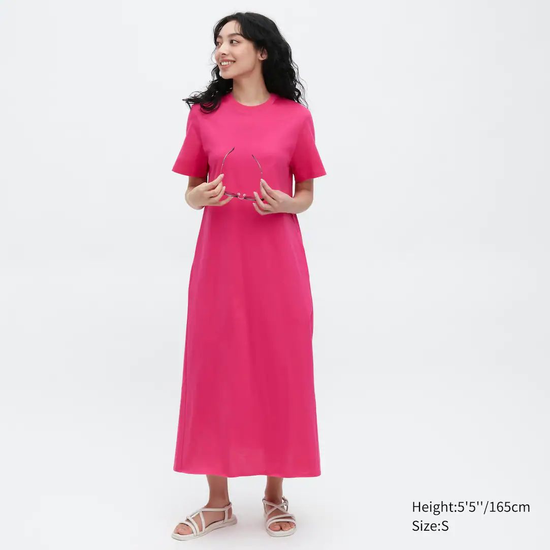 Merzerisierte Baumwolle Kurzarm Kleid in A-Linie | UNIQLO (DE)
