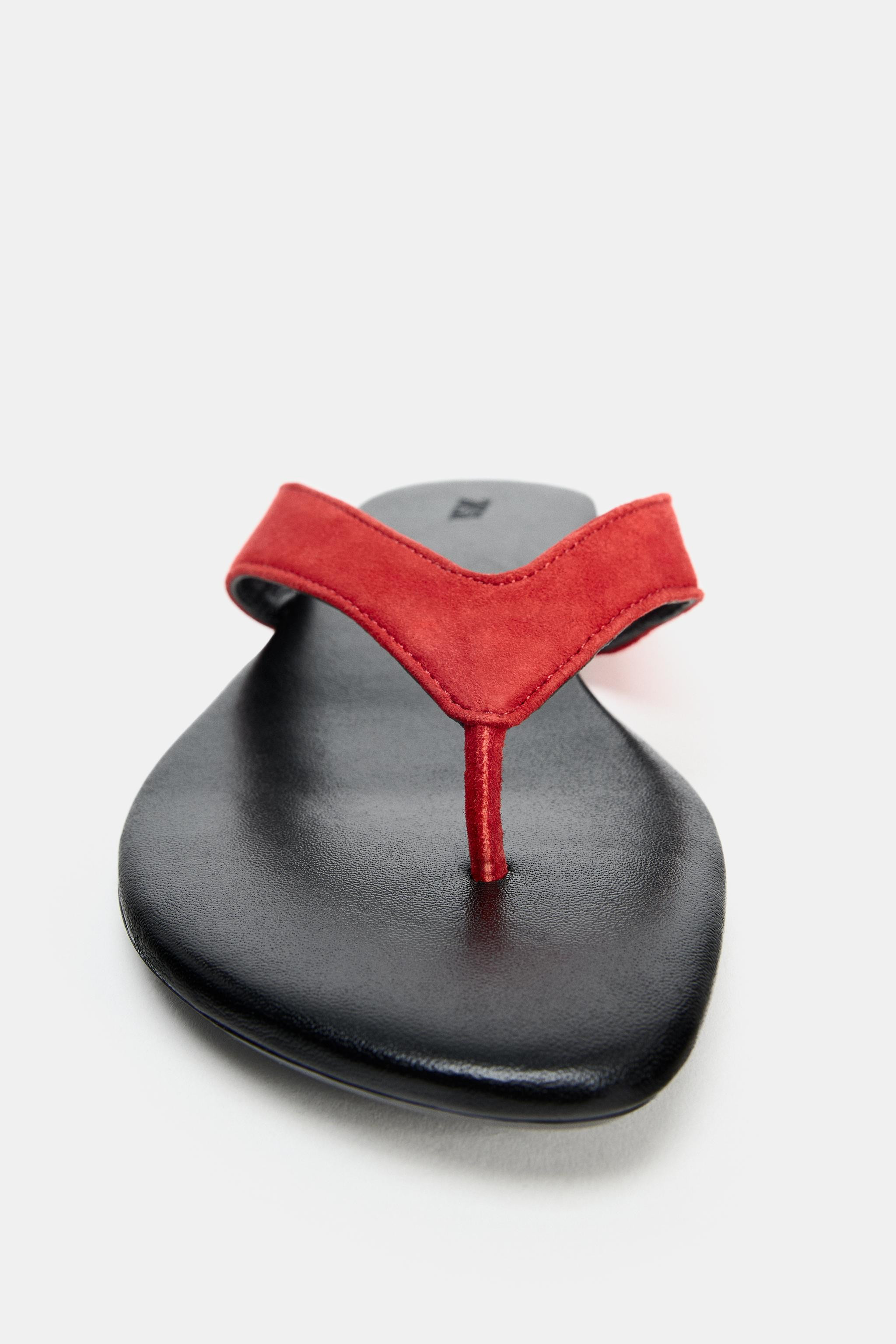 FLAT LEATHER SANDALS | Zara US