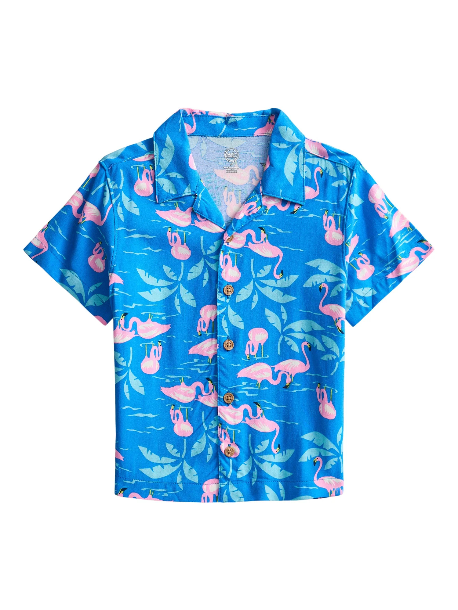 Wonder Nation Toddler Boys Camp Shirt with Short Sleeves, Sizes 12M-5T | Walmart (US)