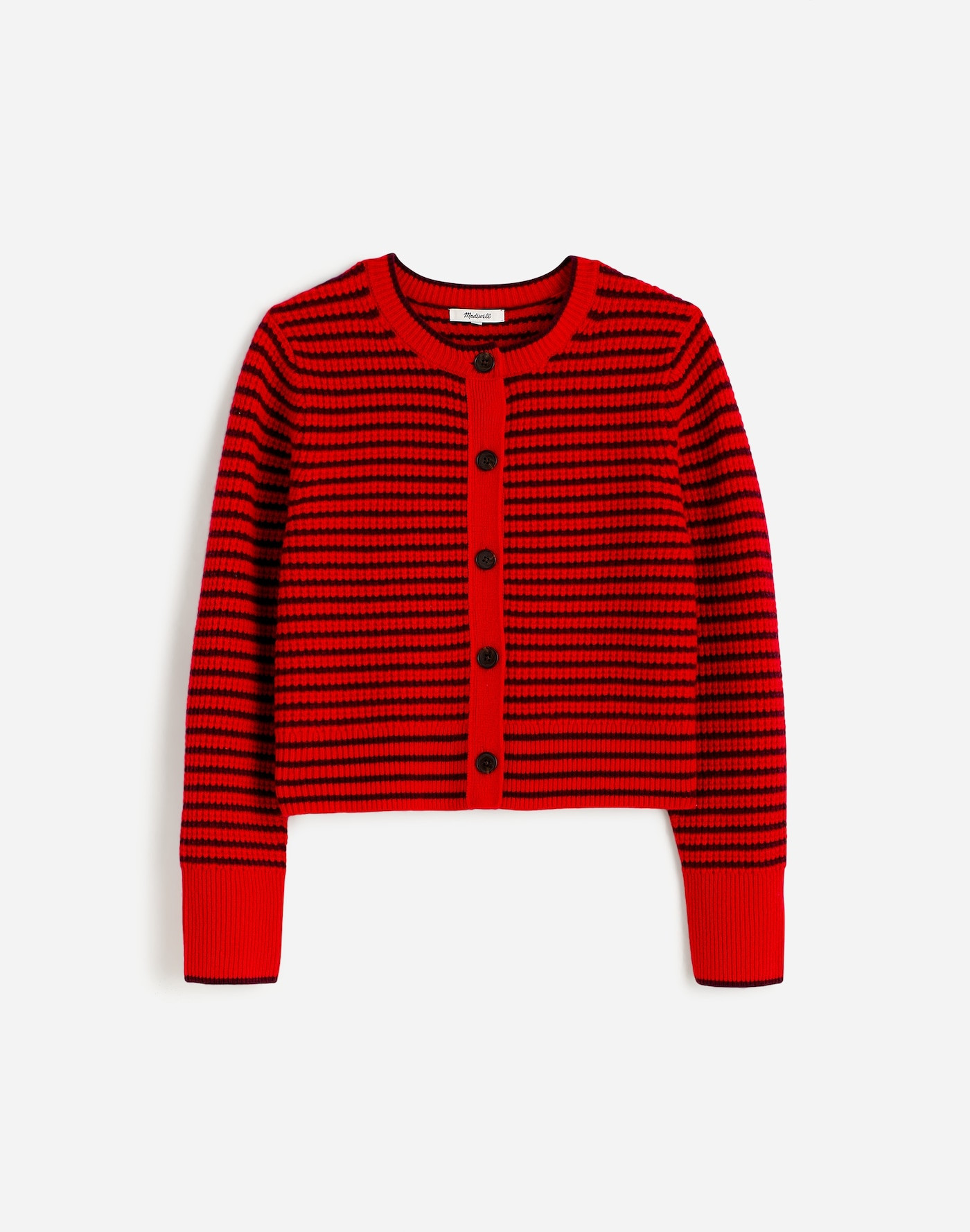 Waffle-Knit Wool Cardigan in Stripe | Madewell | Madewell