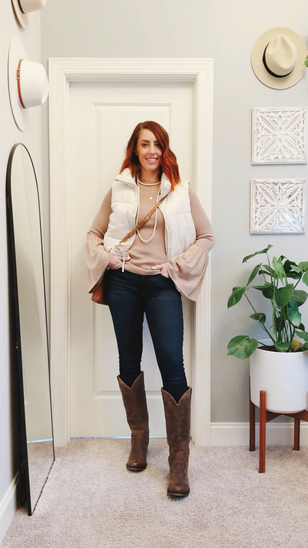 

Puffer vests and cowboy boots? Who says you can’t mix a little rustic with a touch of cozy chic?

Day 10 of my 31 Days of Closet Magic Challenge is all about easy, comfy layers that still feel pulled together. I threw on a brown bell-sleeve v-neck sweater, dark wash skinny jeans (because sometimes skinny jeans just work), and topped it off with a cream puffer vest for a little winter flair.

Accessorized with layered necklaces, including a gold chain pendant engraved with my sister’s name (so special!) and a long pearl necklace for extra charm. My tall brown cowboy boots and tan crossbody bag tied it all together. Effortlessly cozy and just a little Western-inspired!

What’s your winter layering must-have?
🧥 Puffer vests!
👢 Boots all the way!

#ClosetMagicChallenge #CozyWinterLayers #TallGirlFashion #TallWomenStyle #TallSizes #BohoChicVibes

#LTKFindsUnder100 #LTKStyleTip #LTKMidsize
