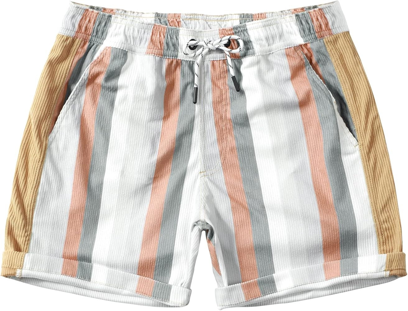 JOTOOK Men's Casual Drawstring Corduroy Shorts Elastic Waist Summer Shorts with Pocket | Amazon (US)