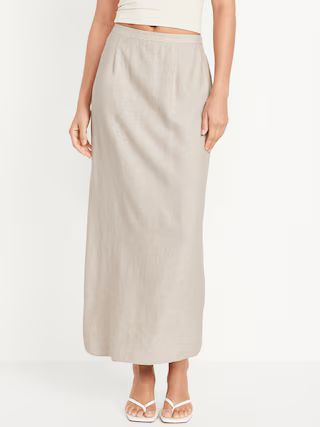 Linen-Blend Maxi Skirt for Women | Old Navy (US)