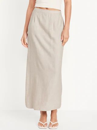 High-Waisted Linen-Blend Maxi Skirt | Old Navy (US)