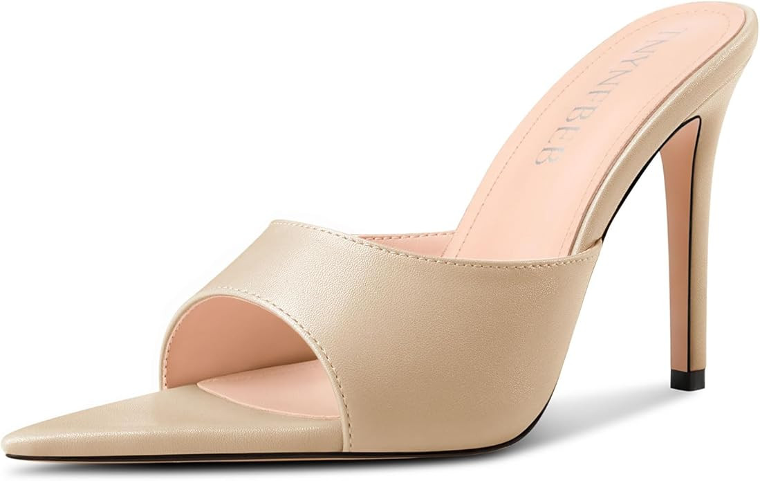 TNYNFBEB Womens Girl Stiletto High Heel Peep Open Pointed Toe Mules Shoes Sandals Slingback Weddi... | Amazon (US)
