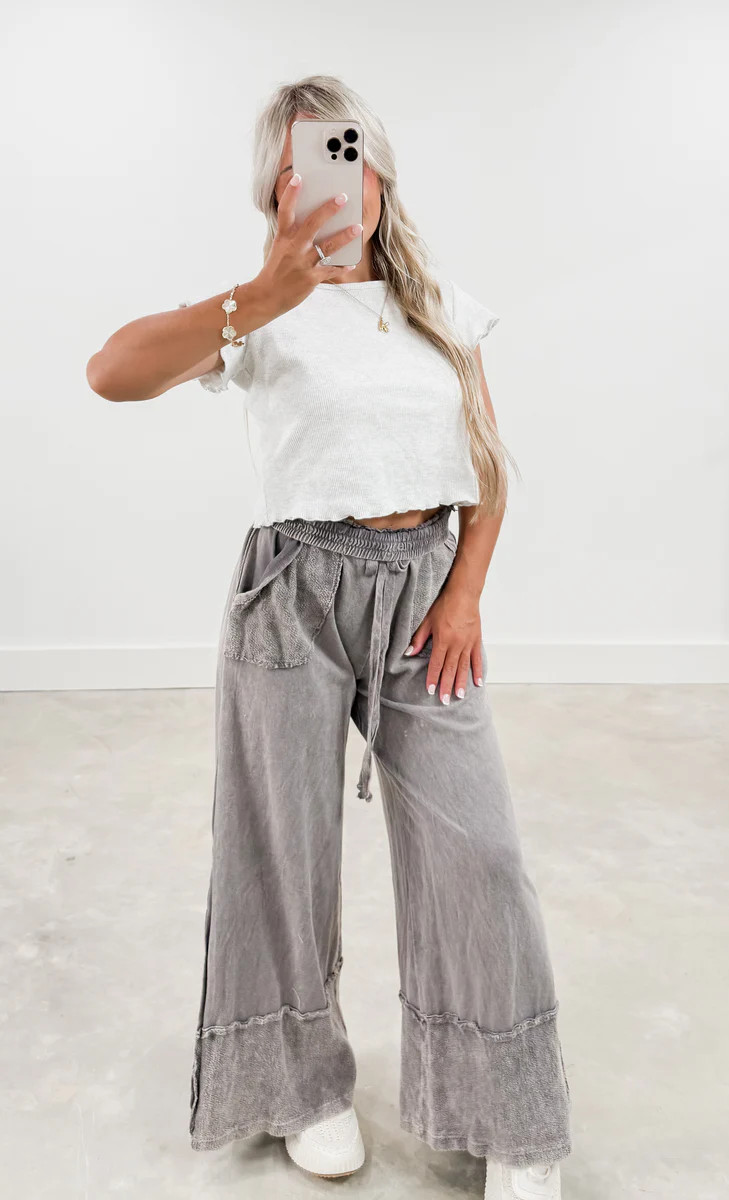 Abby Mineral Wash Pants - Charcoal | CK Squared Boutique