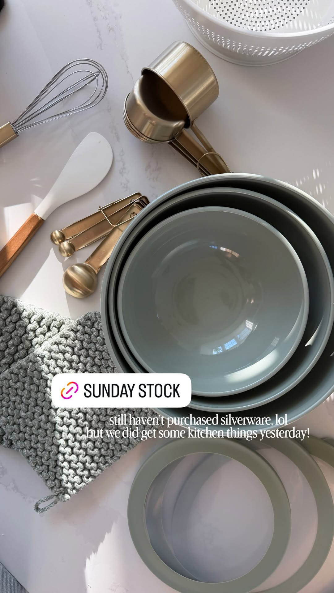 Sunday stock in the FL house! 🤍🍴

kitchen finds, kitchen essentials, sage green kitchen, neutral home decor, cookware, bakeware, gold kitchen utensils, new home finds, kitchen organization, home refresh 

 #LTKdayinmylife #LTKSeasonal #LTKHome