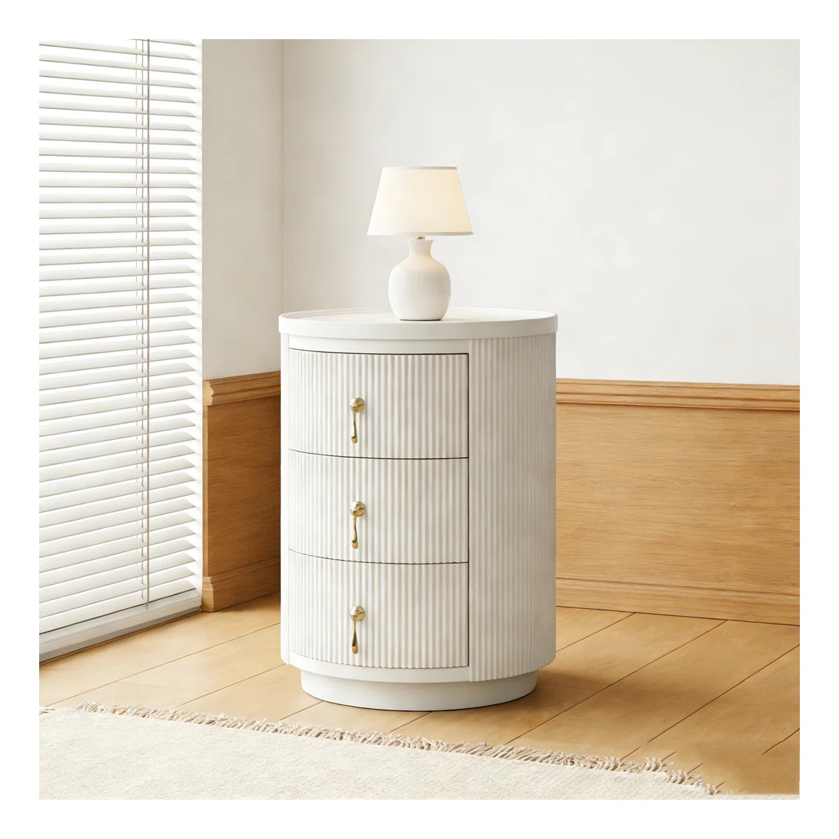 3-Drawers Modern Round Side End Table with Storage | Wayfair North America