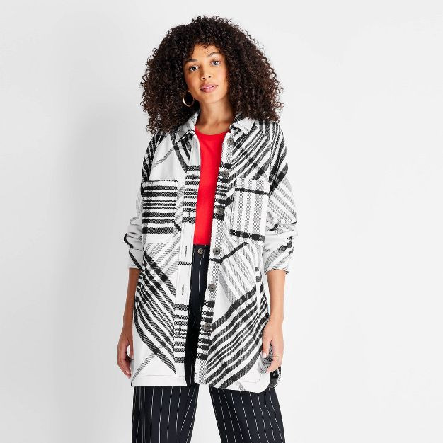 Women's Shirred Back Shacket - Future Collective™ With Kahlana Barfield Brown Plaid | Target