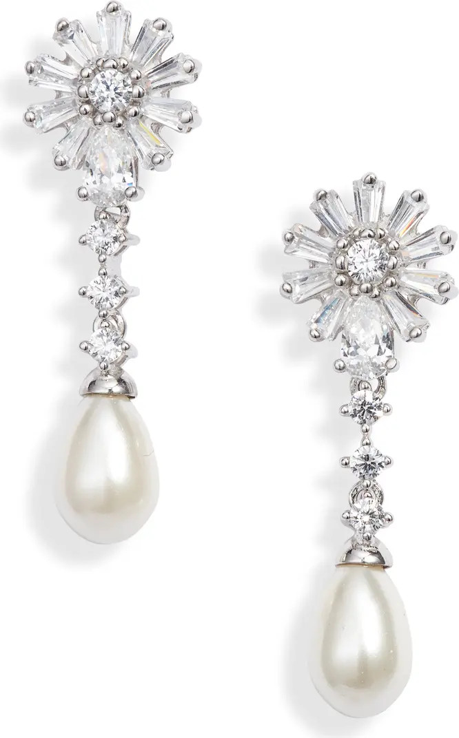Floral Imitation Pearl Drop Earrings | Nordstrom