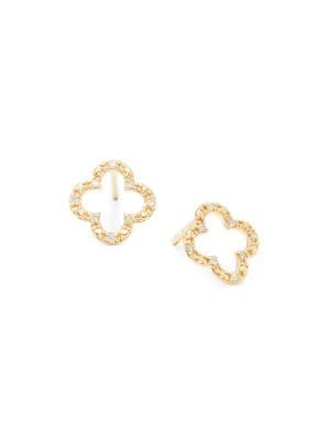 Saks Fifth Avenue 14K Yellow Gold &amp; 0.05 TCW Diamond Clover Earrings on SALE | Saks OFF 5TH | Saks Fifth Avenue OFF 5TH