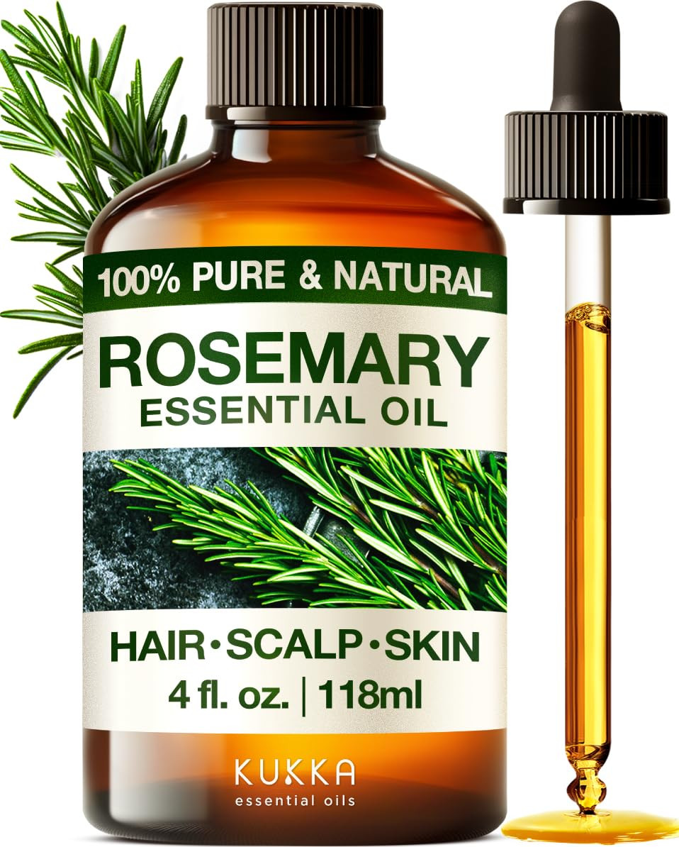 Kukka Rosemary Oil for Hair - 4 Fl Oz - 100% Pure Natural Rosemary Essential Oil - A Great Addition for Shampoo & Scalp Treatments - Made for Hair Care, Skin, Diffusers, Aromatherapy & DIY Soap Making | Amazon (US)