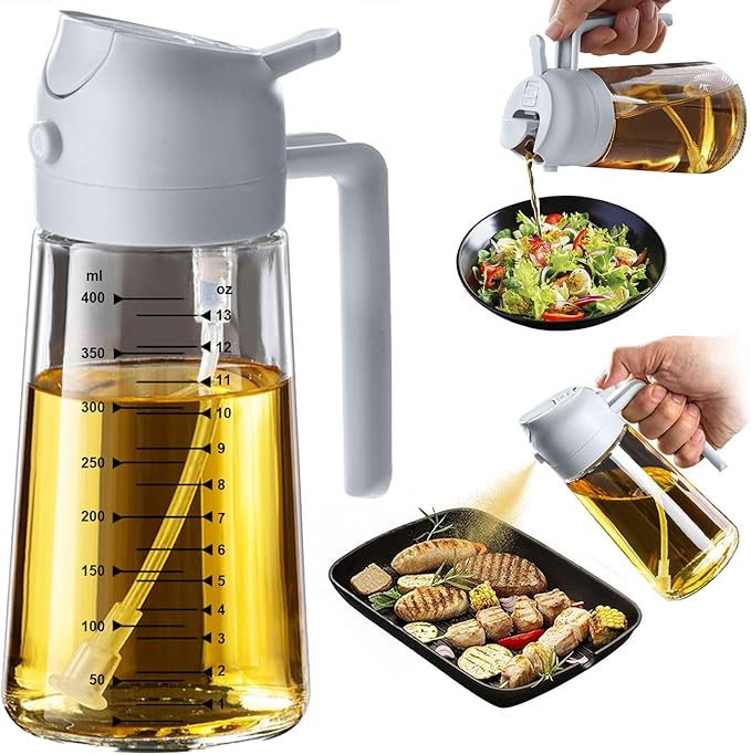 TrendPlain 16oz/470ml Glass Olive Oil Sprayer for Cooking – 2 in 1 Olive Oil Dispenser Bottle f... | Amazon (US)