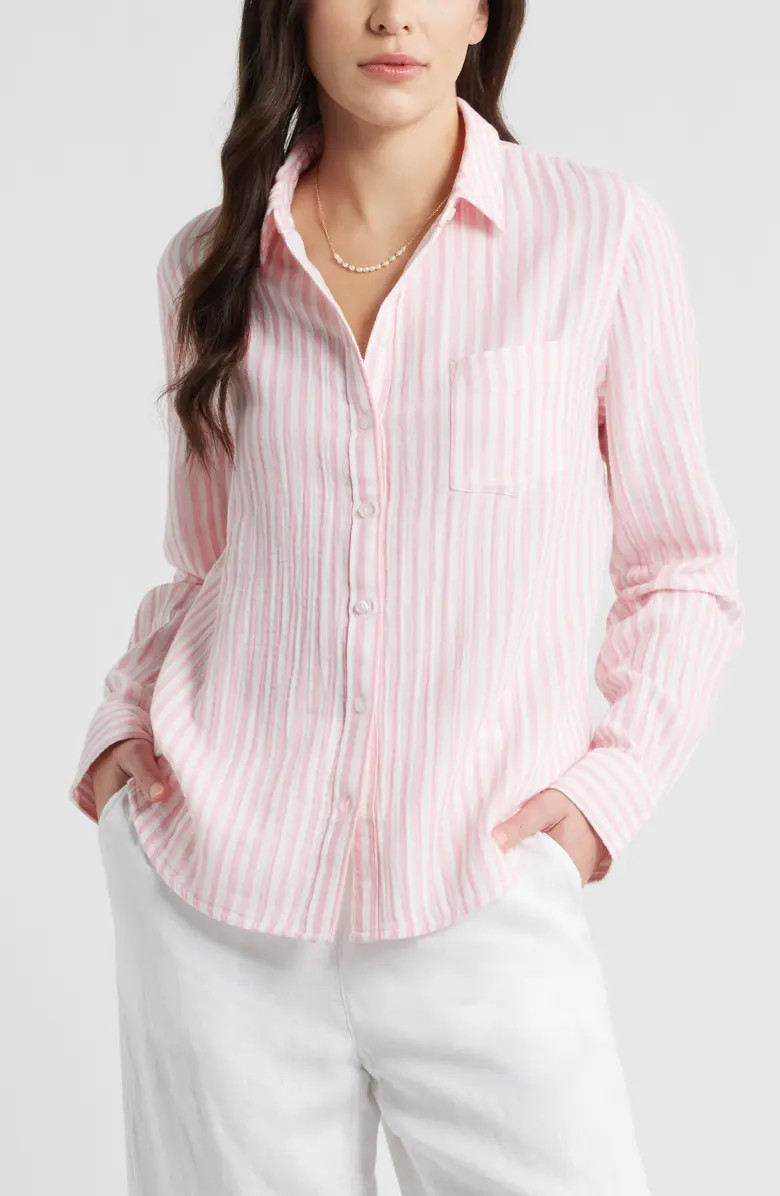 Casual Gauze Button-Up Shirt | Nordstrom