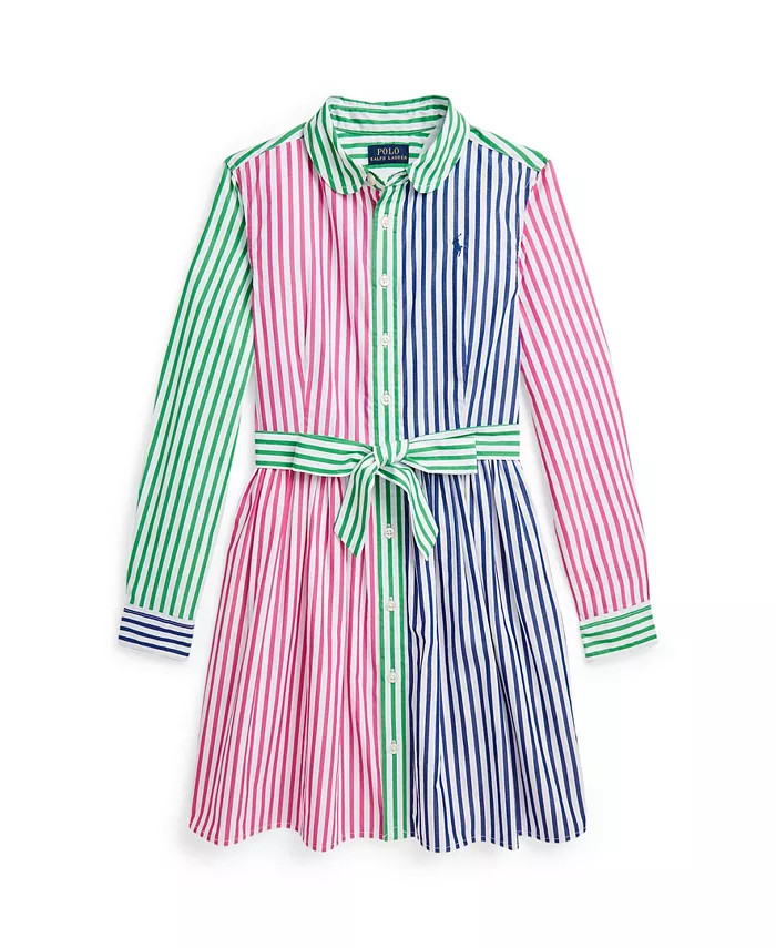 Polo Ralph Lauren Big Girls Striped Cotton Poplin Fun Shirtdress - Macy's | Macy's