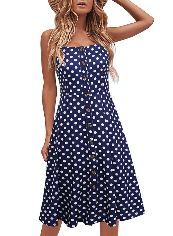 Berydress Women's Casual Beach Summer Dresses 2025 Solid Cotton Flattering A-Line Spaghetti Strap... | Amazon (US)