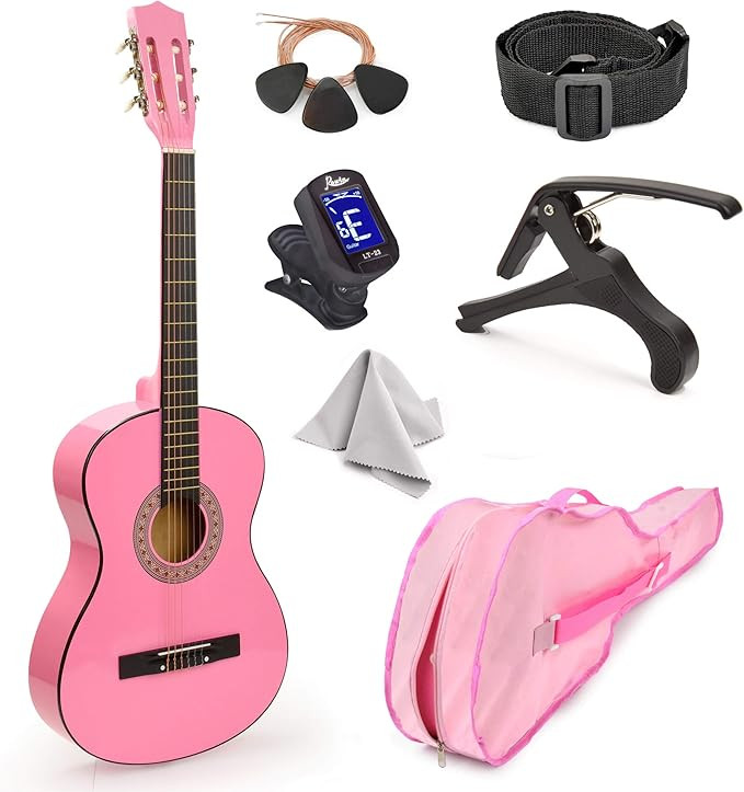 Amazon.com: 30" Wood Classical Guitar with Case and Accessories for Kids/Girls/Boys/Beginners (Pi... | Amazon (US)