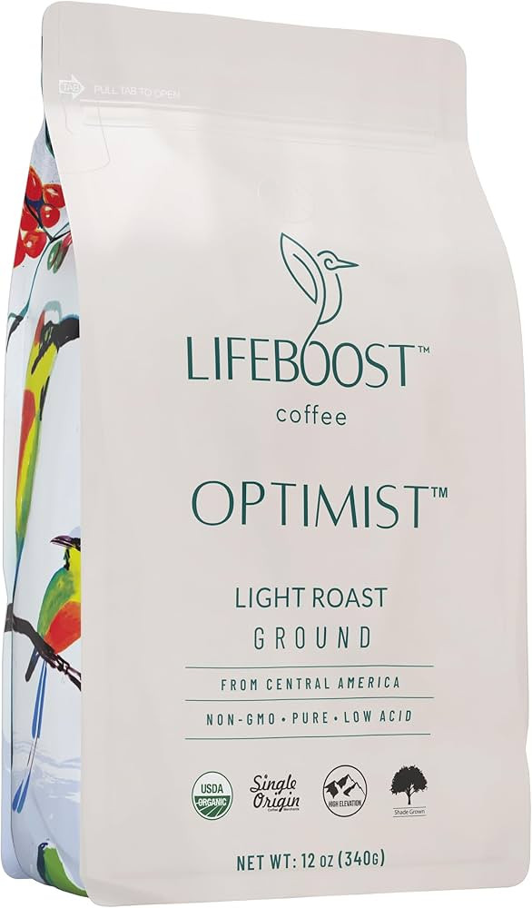 Lifeboost Coffee Light Roast Ground Coffee - Low Acid Single Origin Usda Organic Ground Coffee Be... | Amazon (US)