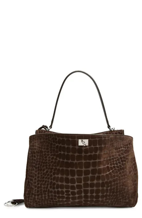 Balenciaga Medium Rodeo Croc Embossed Suede Top Handle Bag in 2411 Piper at Nordstrom | Nordstrom