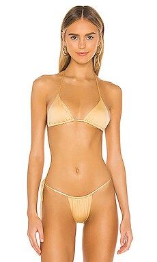 Monica Hansen Beachwear Padded Triangle Bikini Top in Gold from Revolve.com | Revolve Clothing (Global)