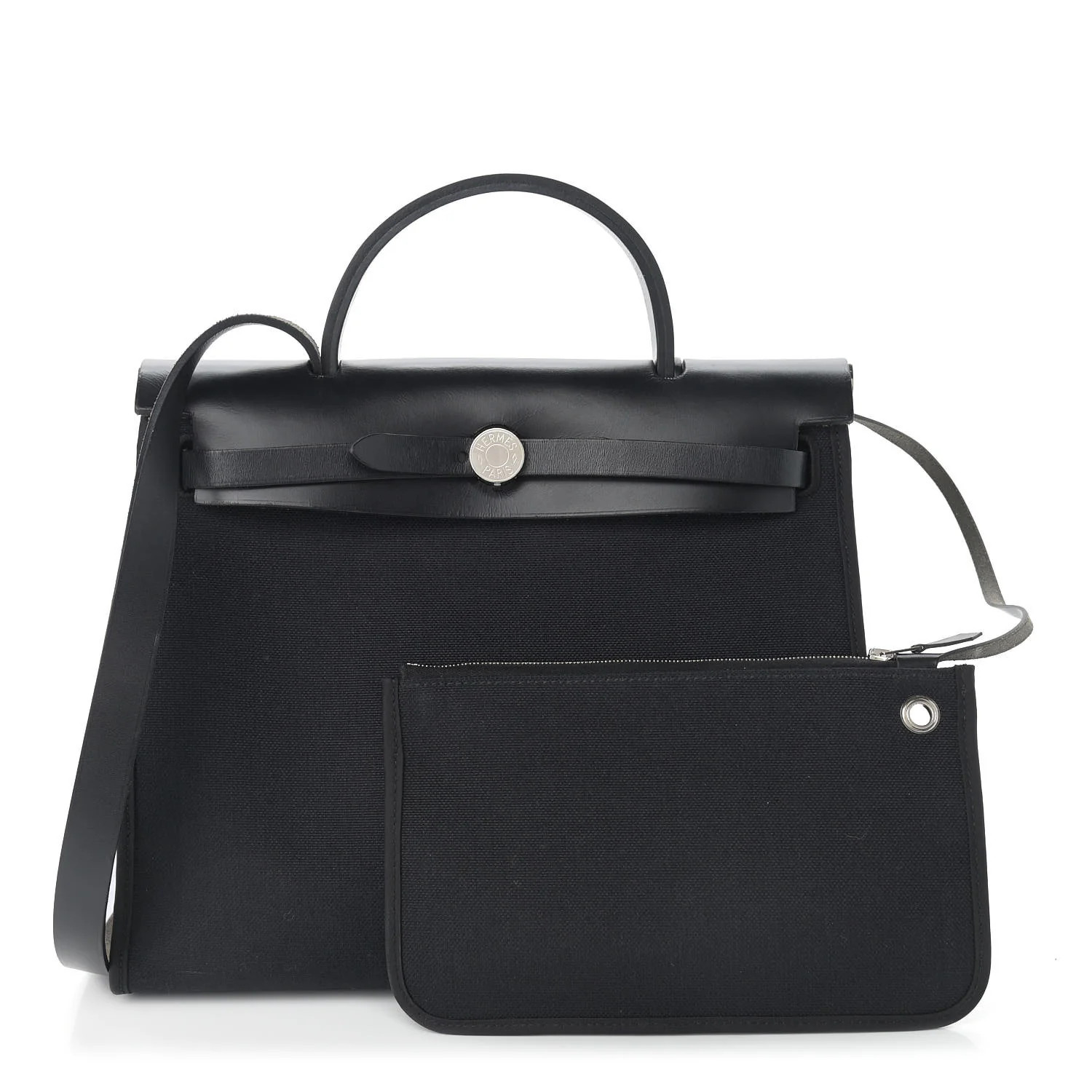 HERMES Military Toile Vache Hunter Herbag Zip PM 31 Black | FASHIONPHILE | Fashionphile