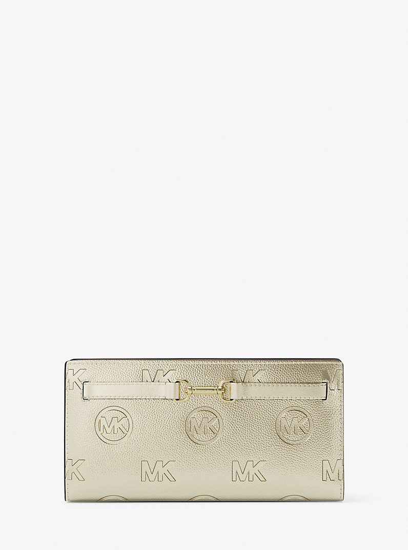 Carson Large Metallic Logo Debossed Snap Wallet | Michael Kors US