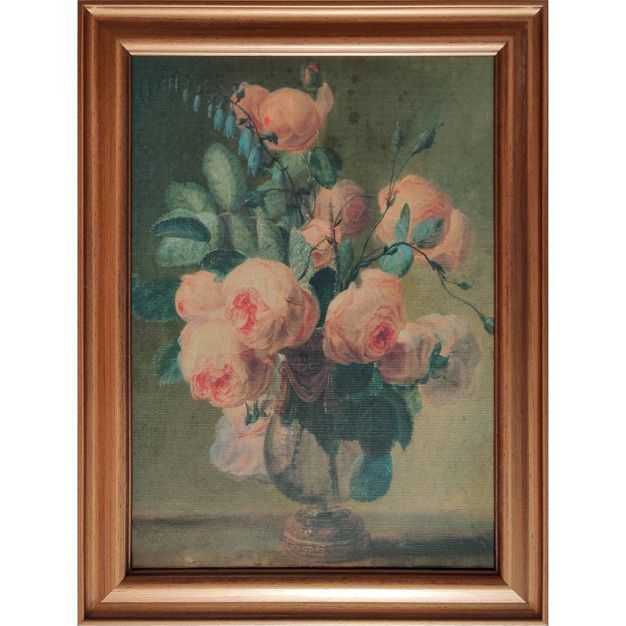 12&#34; x 16&#34; Antique Floral Framed Canvas Board Olive Green - Threshold&#8482; | Target