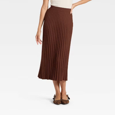 Women's Ribbed Mini Sweater Skirt - A New Day™ Brown S | Target