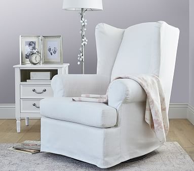 Wingback Slipcovered Glider & Ottoman | Pottery Barn Kids