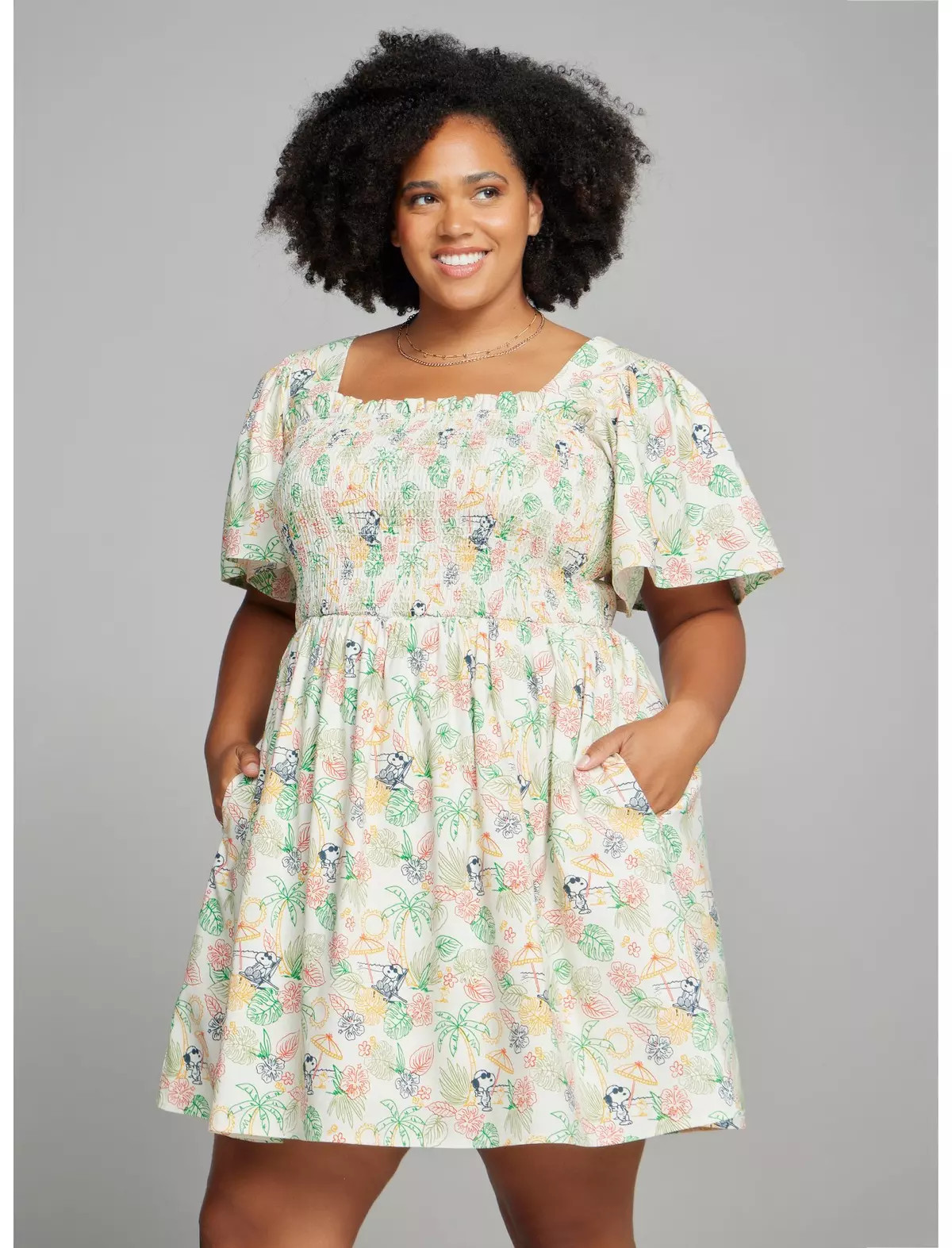Peanuts Snoopy Tropical Allover Print Plus Size Smock Dress - BoxLunch Exclusive | BoxLunch