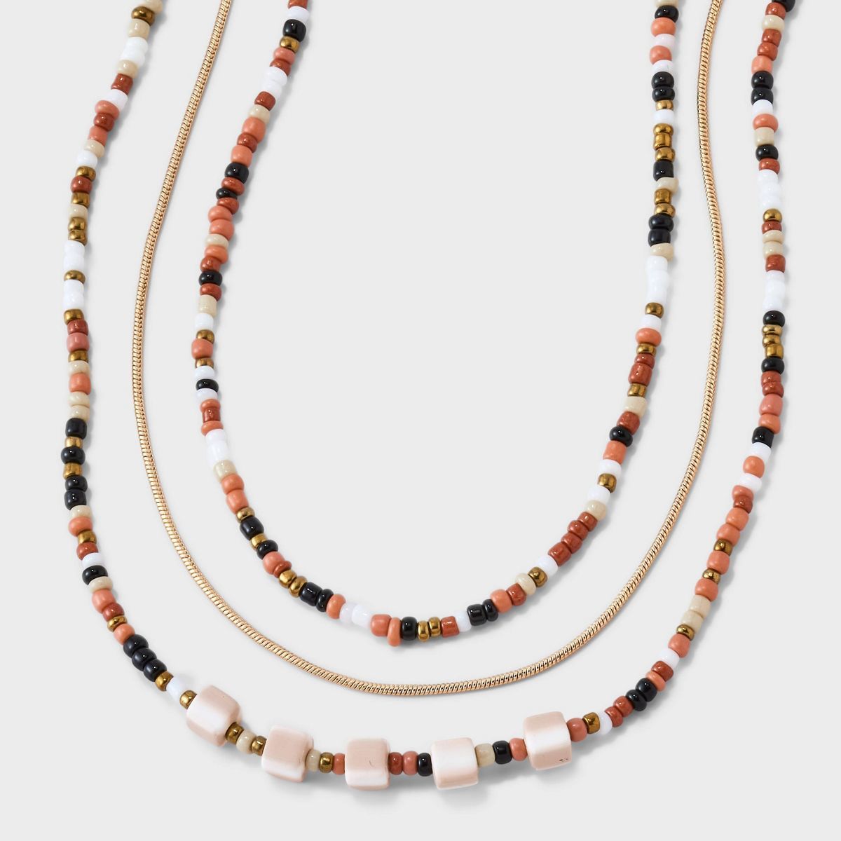 Mini Beaded and Disc Charm Layer Necklace - Universal Thread™ Natural | Target