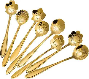 Stainless Steel Tableware Creative Flower Coffee, Sugar, Stir, Mix, Stir Bar, Tea, Cake, Sugar, D... | Amazon (US)