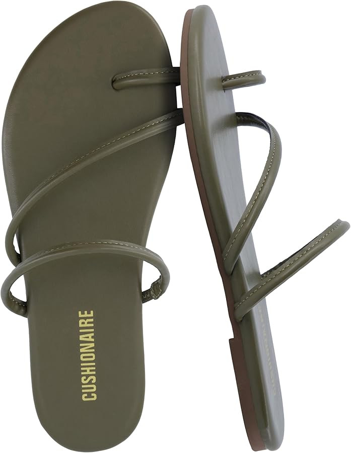 CUSHIONAIRE Resort Strappy Sandals for Women, Vegan Leather Memory Foam Flat Women's Sandals with... | Amazon (US)
