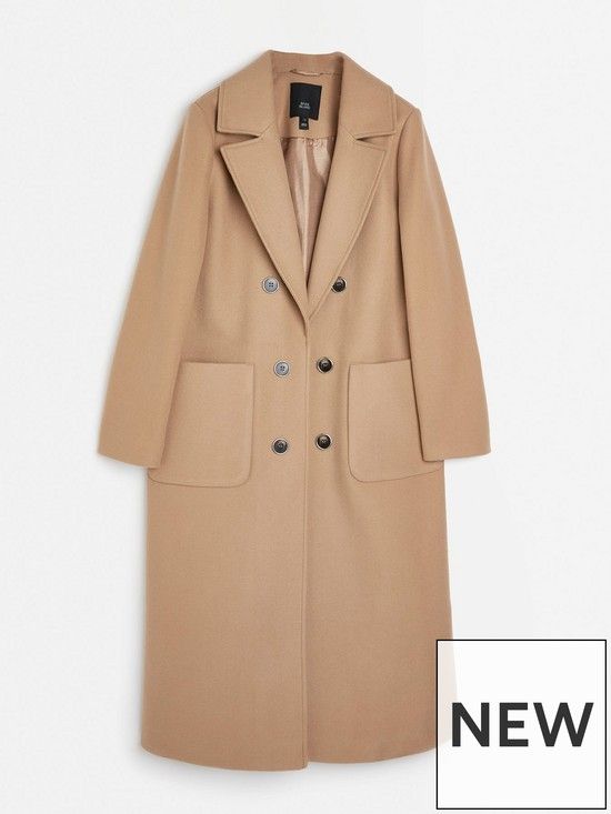 River Island Longline Coat - Brown | Very (UK)