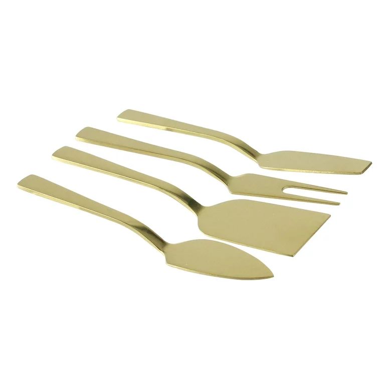Set of 4 Metallic Gold Stainless Steel Modern Style Cheese Knives 5.25" - Walmart.com | Walmart (US)