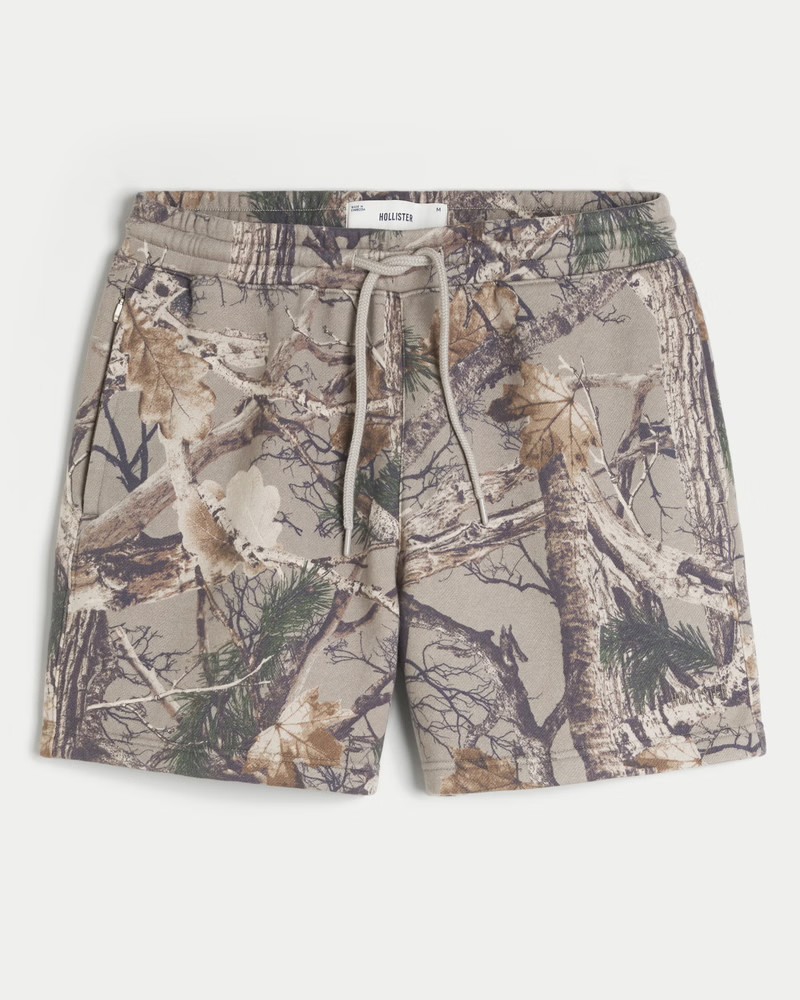 Men's Mid-Thigh Camo Loose Fleece Shorts | Men's Bottoms | HollisterCo.com | Hollister (US)