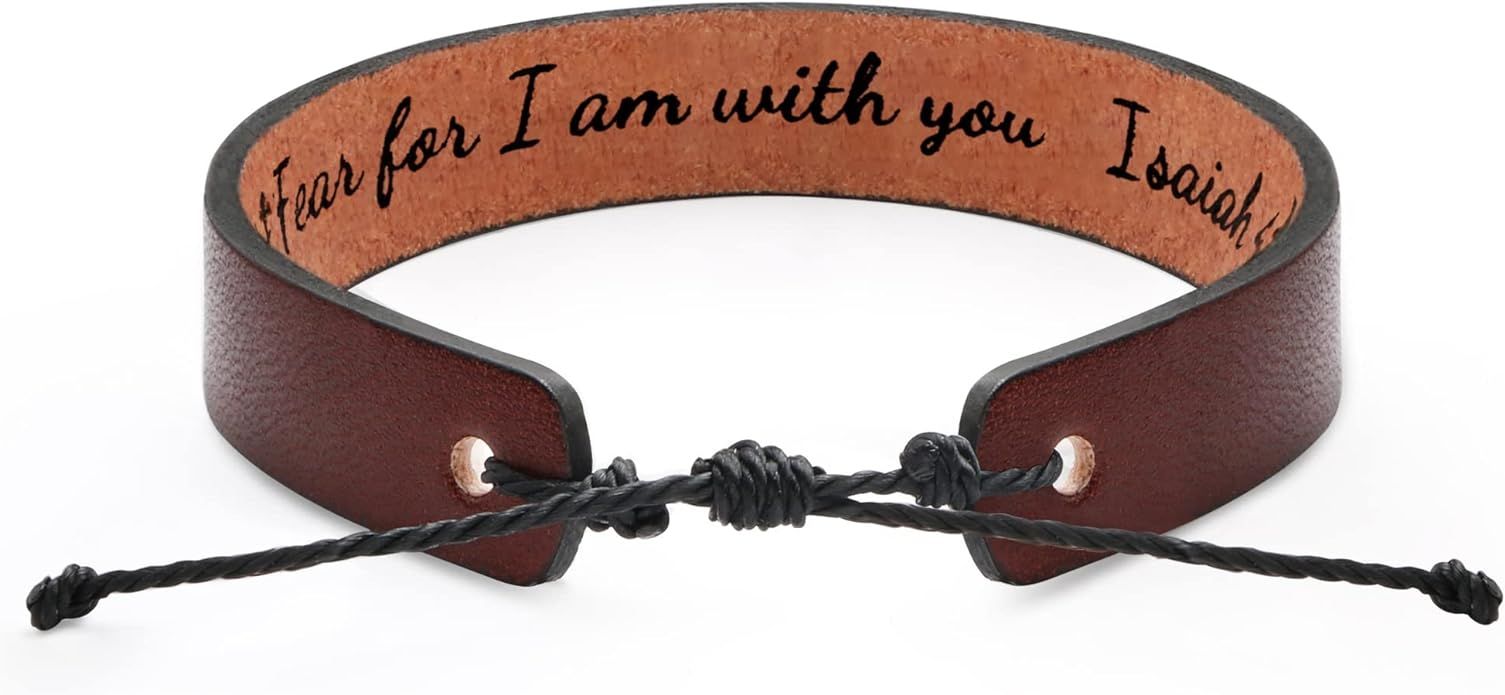 Leather Bracelets for Men Women Husband Boyfriend Father's Day Anniversary Birthday Christmas Gif... | Amazon (US)