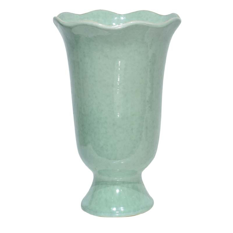 White & Green Ceramic Decor Tulip Pot, 15.7'' | At Home