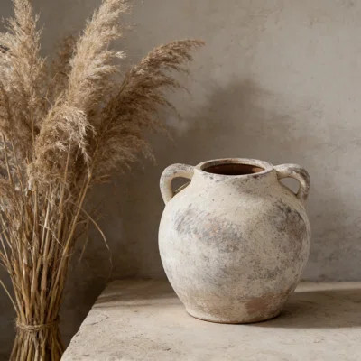 Farmhouse Ceramic Vase With Handles, Antique Terracotta Rustic Decorative Vase For Home Decor, Living Room, Table, Bedroom, Office, And Entrance | Wayfair North America