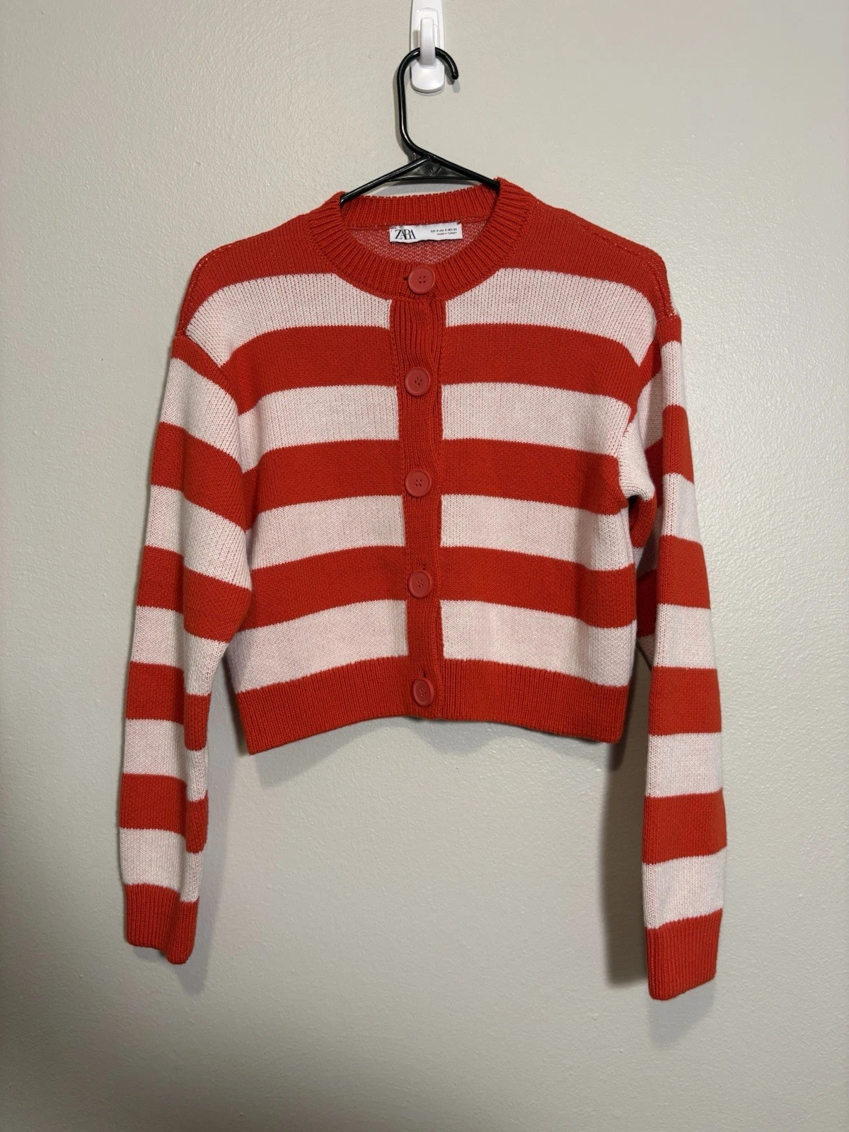 Zara Women’s Cardigan Red White Striped Small French Fashion Coastal Girl Cozy | eBay US