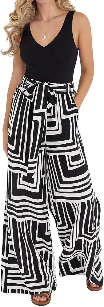 BTFBM Two Piece Sets For Women Summer 2026 Spring Outfits Casual Sleeveless Wide Leg Pants Sets B... | Amazon (US)