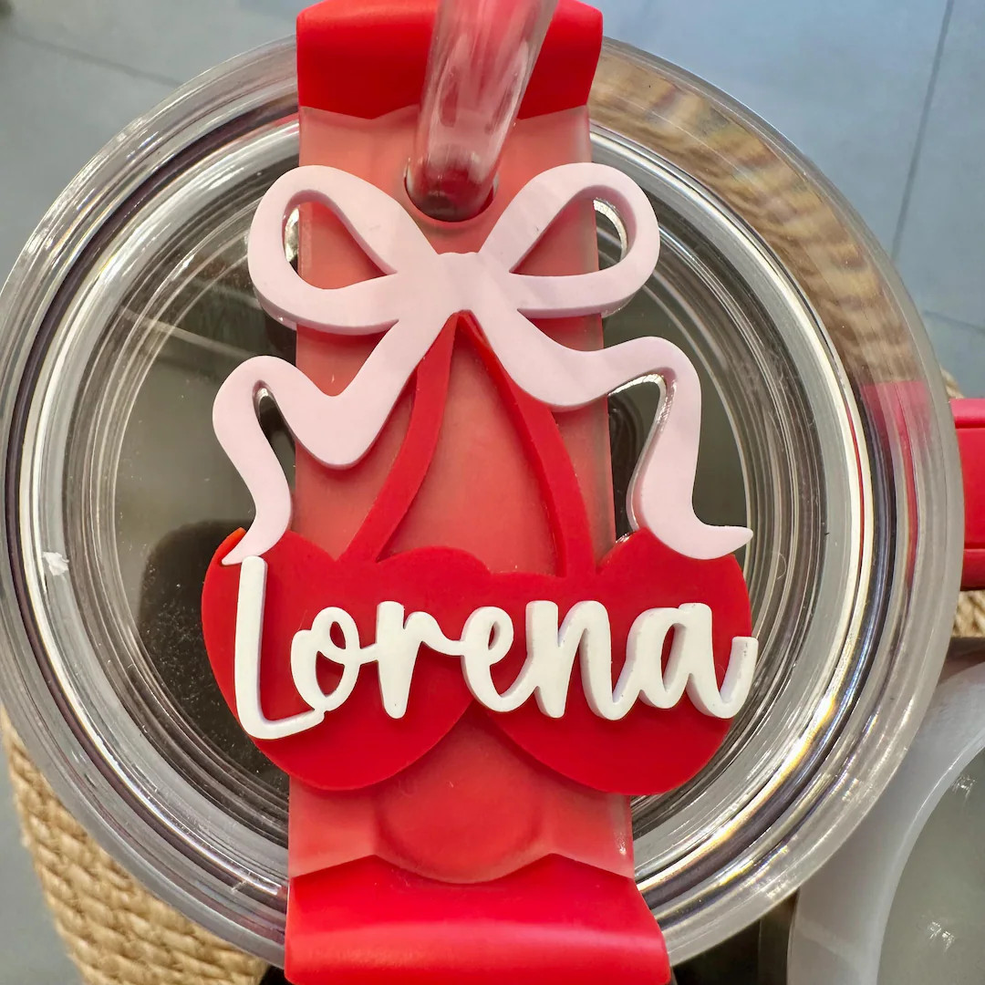 Personalized Valentine's Day Cherry Stanley Tumbler Tag, Stanley Valentine's Day Name Tag, 40oz, ... | Etsy (US)