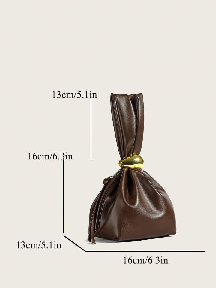 FEISTURE 1pc Plain PU Leather Pleated Cloud Shaped Handbag For Girls, Women, College Students, An... | SHEIN