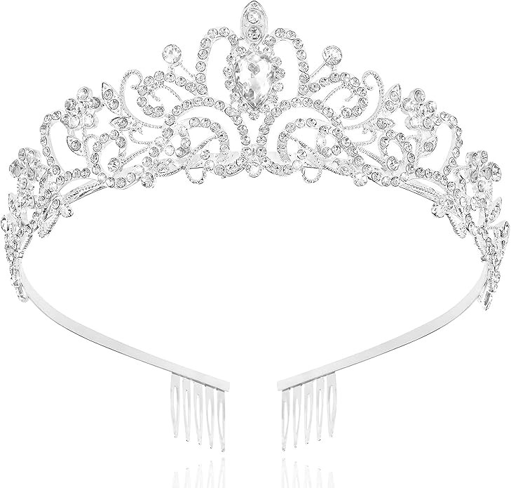 TAROSE Crowns for Women and Girls, Queen Crystal Gold Silver Tiaras with White Rhinestone and Com... | Amazon (US)